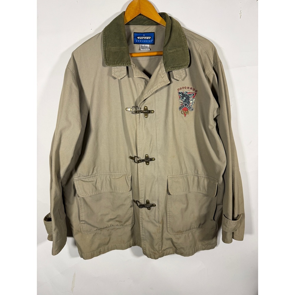 Vintage Turner Exclusive CNN Field Crew Jacket Tan Canvas Corduroy Large